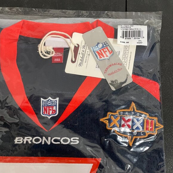 Mitchell & Ness John Elway Broncos Super Bowl XXXll Throwback Jersey 2XL - Picture 2 of 4